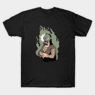 Funny Gas Mask Mona Lisa T-Shirt